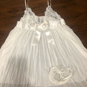 Women Lingerie Chemise Nightwear, White, Size XS